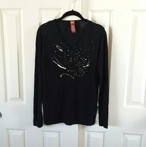 Olsen Europe Beaded V-Neck Sweater